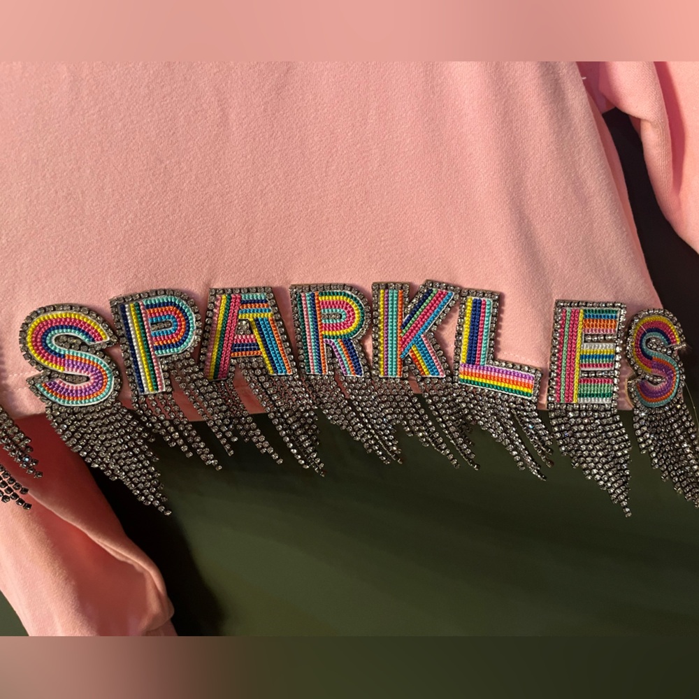 QUEEN OF SPARKLES Pink Fringe Sweater - Picture 6 of 7